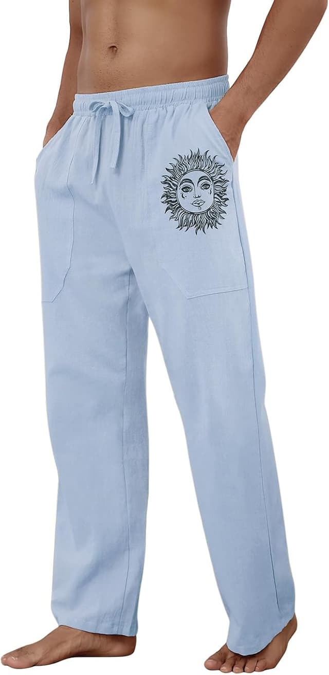 Detalle de Puimentiua Leinenhose Herren Loose Fit S-3XL