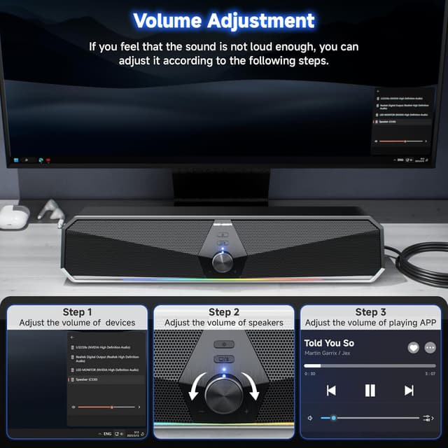 Detalle de Senzer CS30 Bluetooth speaker bar for PC