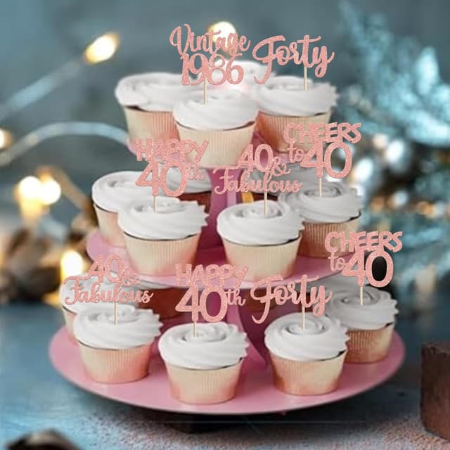 Detalle 2 de Cupcake Toppers Glitzer Vintage 40