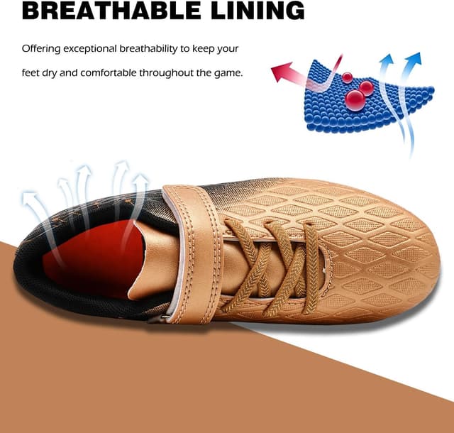 Detalle de DimaiGlobal Kinder-Fußballschuhe mit Stollen (Klettverschluss) für Kunstrasen und festen Boden