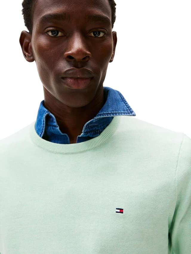 Detalle de Tommy Hilfiger Uomo Pullover Essential in cotone con girocollo