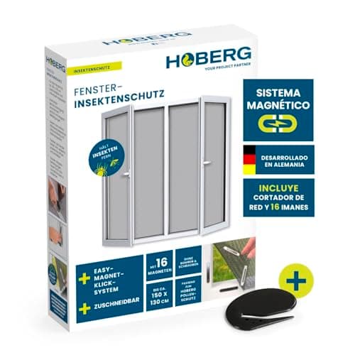 Thumbnail 10 de Hoberg Mosquitera para Ventanas con fijación magnética (negra) recortable hasta 150 x 130 cm