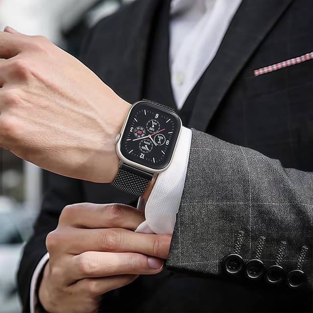 Detalle 2 de PDSQL Edelstahl Mesh Uhrenarmband mit Magnetverschluss – Ersatzband in 14–24 mm