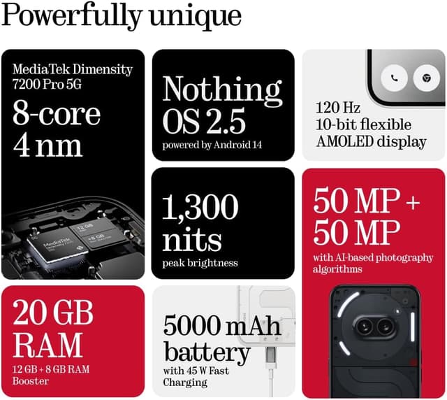 Thumbnail 3 de Nothing Phone (2a) 12+256GB - Smartphone Blanco con Nothing OS 📱