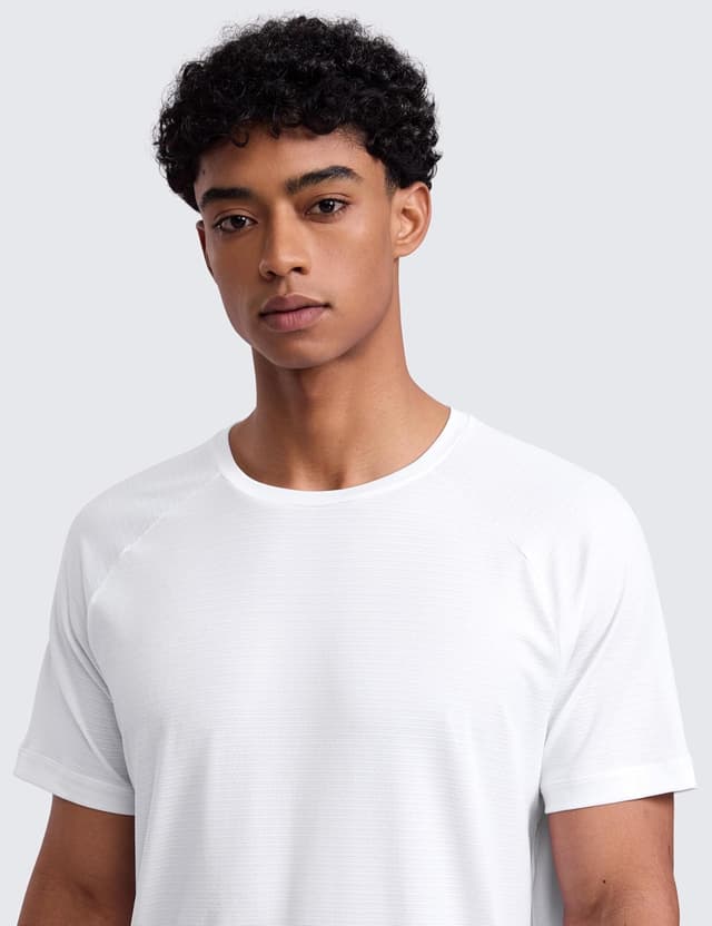 Detalle de CRZ YOGA Maglietta uomo leggera traspirante con assorbimento umidità per corsa, palestra e allenamenti