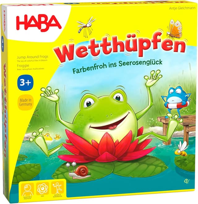 Detalle de HABA Wetthüpfen Würfelspiel für Kinder 2–4 Spieler