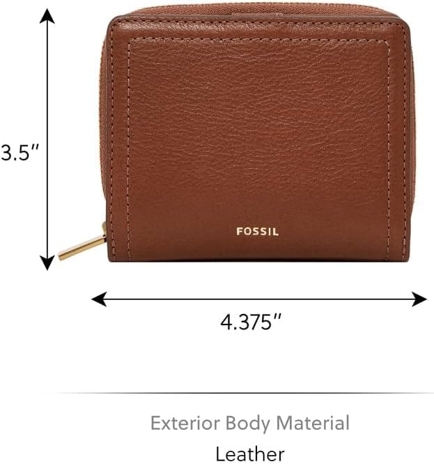 Detalle de Fossil Logan leather women’s wallet (SL7923200) — multifunction brown with snap & zip
