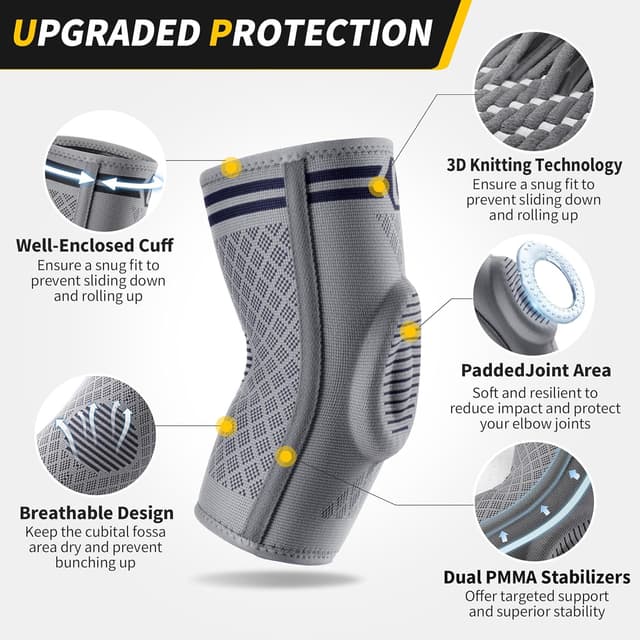 Detalle de CAMBIVO Elbow Support for Men & Women (2 Pack) with Gel Pad and Dual Stabilisers