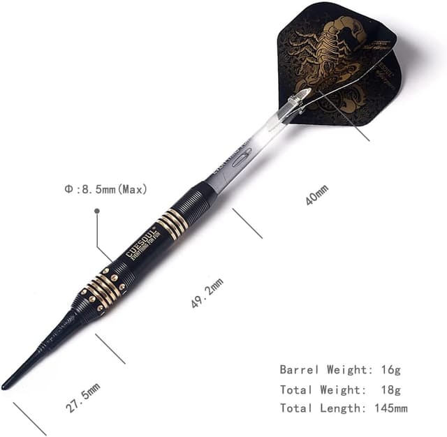 Detalle 2 de CUESOUL Fléchettes de Luxe à pointe douce (16 g) avec étui