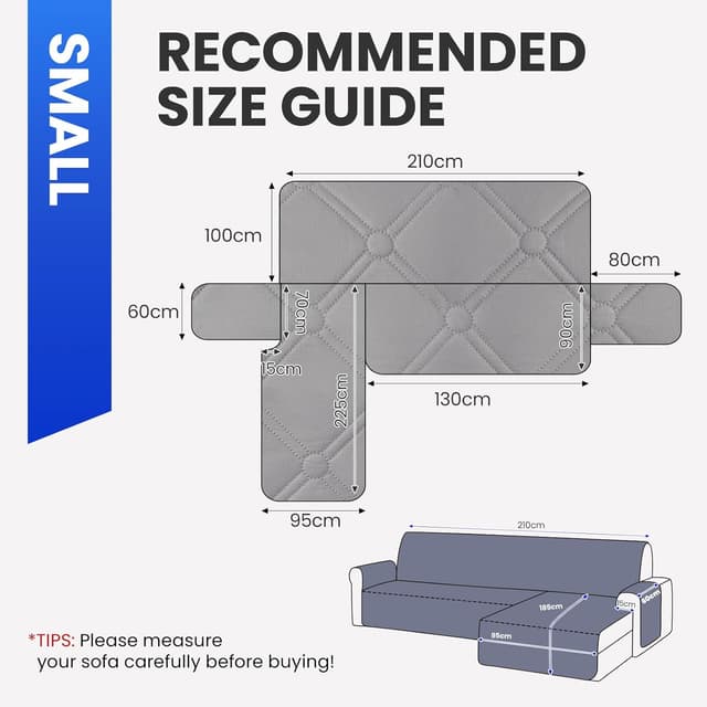 Detalle de Ystyle housse canapé d’angle 2 places 210 cm