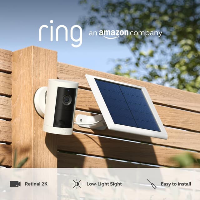 Detalle de Ring Outdoor Camera Plus (newest gen) Solar – Wide-Angle 2K video with Ring Vision I DIY wireless outdoor security camera