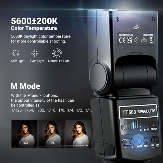 Detalle 2 de NEEWER TT560 Kamera Blitz 8 Stufen