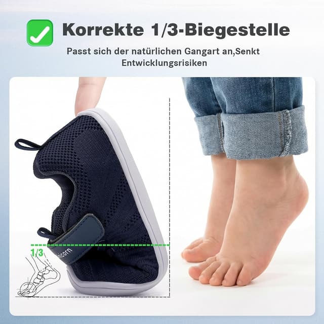 Detalle de IceUnicorn Kinder-Hausschuhe als Barfußschuhe für Jungen & Mädchen – leichte, rutschfeste Minimal-Hallenschuhe