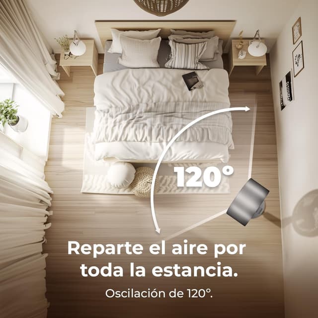 Detalle 2 de Cecotec Ventilatore da piantana Circolatore d’aria Energysilence 2400 Cyclone Noir, 40W