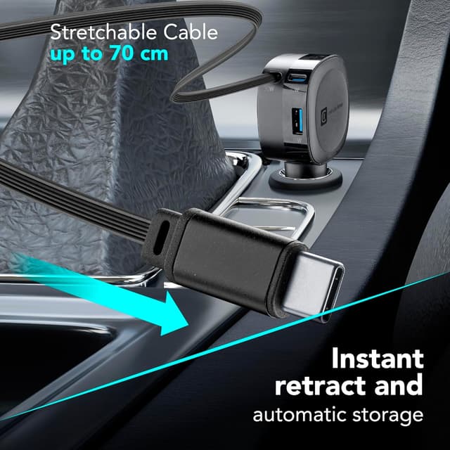 Thumbnail 1 de cellularline Caricatore Auto Retrattile 60W