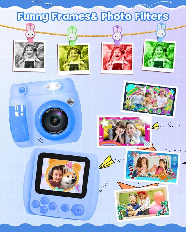 Detalle de Gofunly Kids Camera 1080P, 32GB instant printer