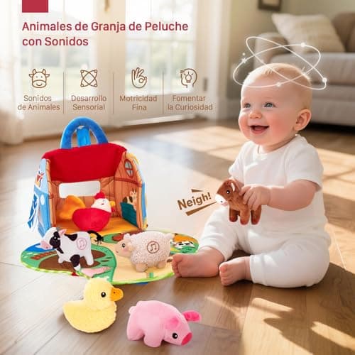 Detalle de Hahaland granja de peluche 6 animales