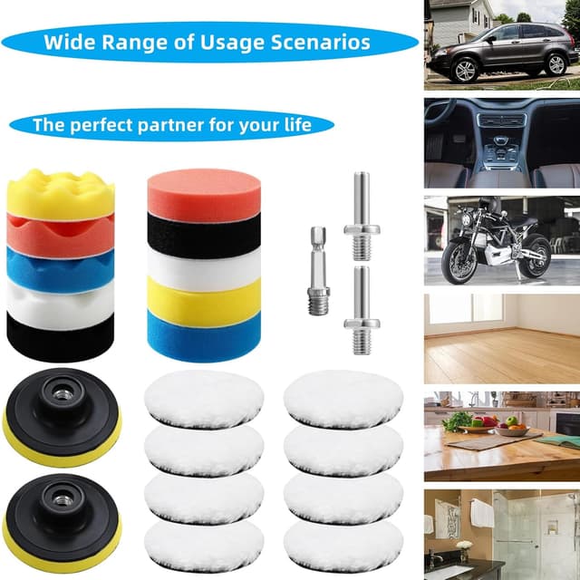 Thumbnail 6 de JOYSAL kit lucidatura auto con 23 spugne e tampone 80 mm per lucidatura e cera