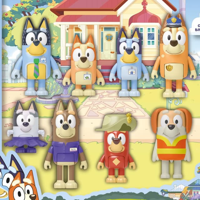 Detalle de Bluey BLY73000 : lot de 8 figurines articulées « Aventure »