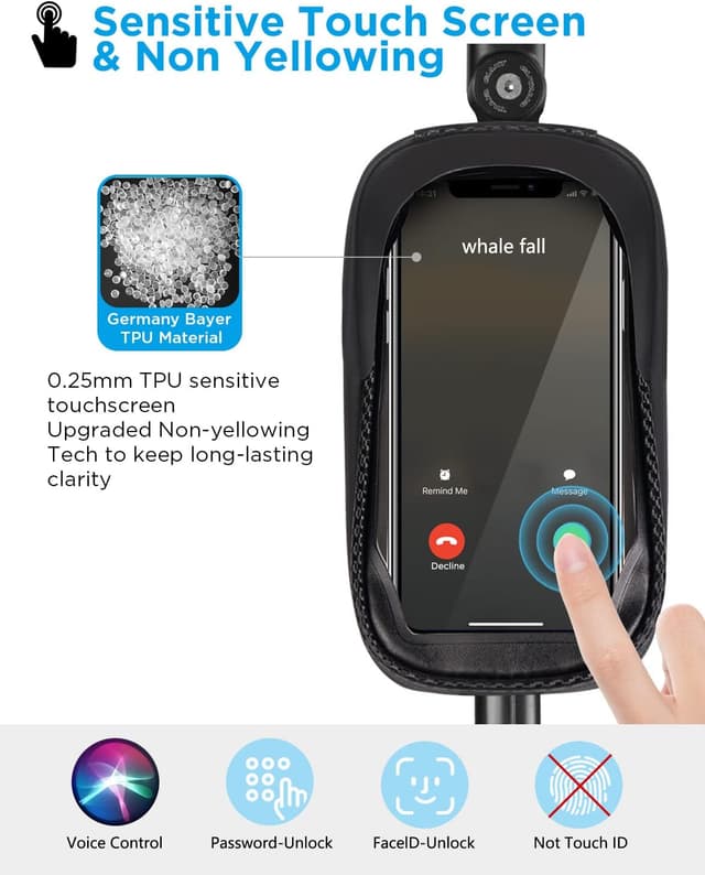 Detalle de whale fall Bike Phone Holder Waterproof Top Tube Bag (Phones up to 7") with Hard EVA Case & Touchscreen