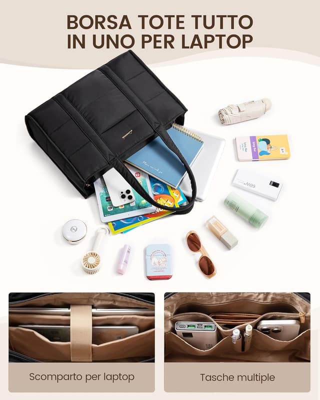 Detalle de LOVEVOOK Borsa shopper puffer 40x28x13,4