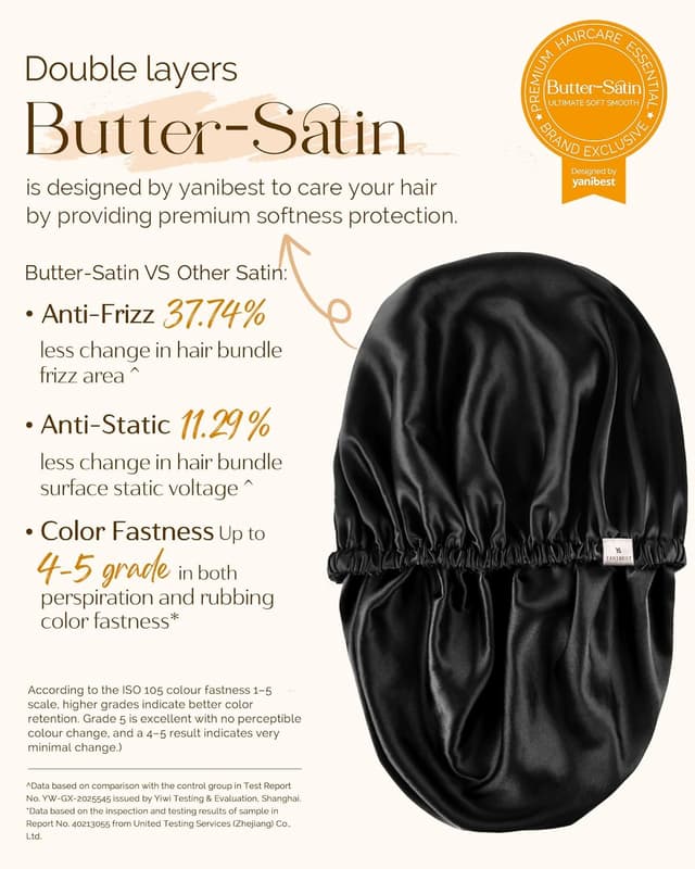 Detalle de YANIBEST Silk Bonnet for Sleeping Women