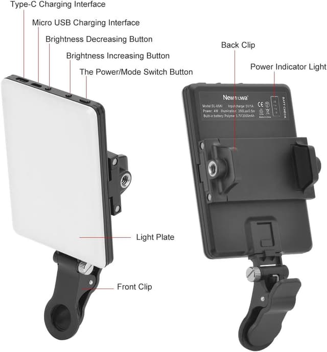 Thumbnail 3 de Newmowa 60 LED Rechargeable Clip Light for Video