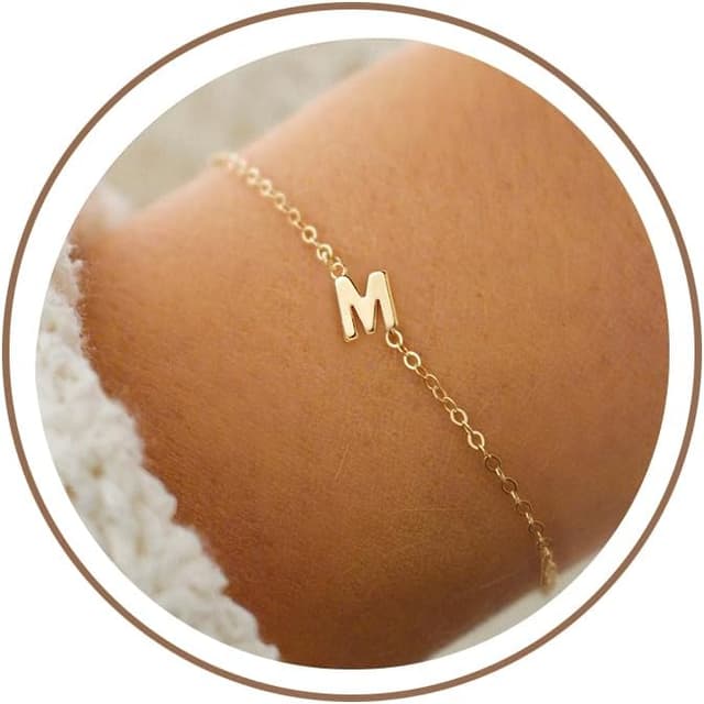 Detalle de TINGN Gold Silber Armband mit Buchstaben – 18K vergoldet, zierlich, personalisierbar (inkl. Verlängerung)