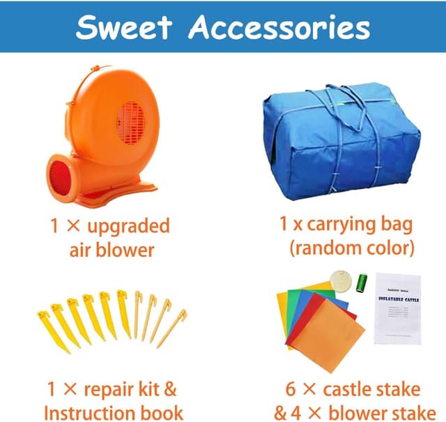 Thumbnail 6 de Ballsea Structure gonflable Grand Château avec souffleur (488 x 240 x 190 cm)