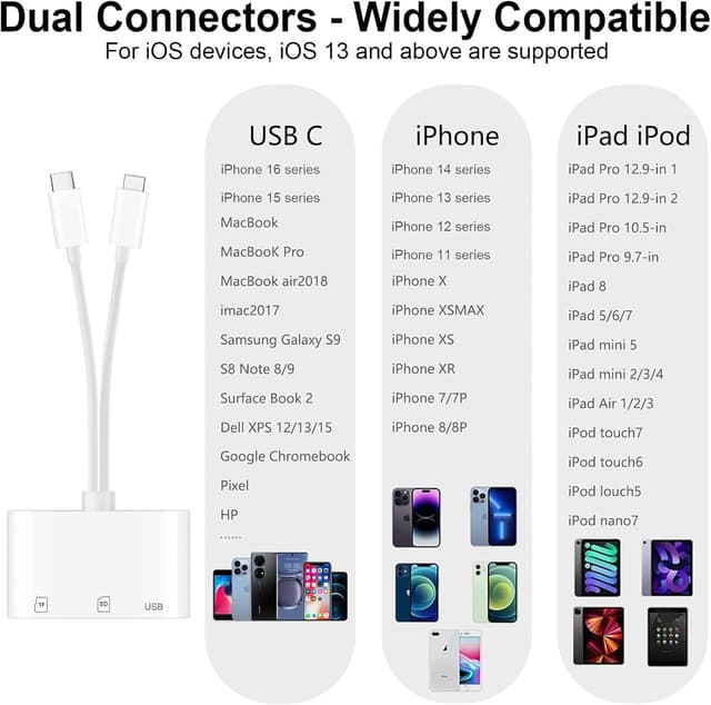 Thumbnail 2 de Dual Connectors SD Card Reader 5-in-1