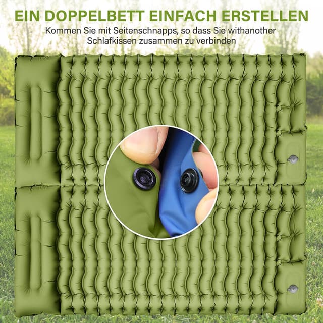 Detalle de Yuzonc Camping-Isomatte mit Fußpresse, Pumpe & Kissen – 195 x 68 x 10 cm