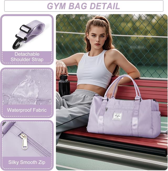 Detalle de WEPLAN Sport-Duffelbag mit Nassfach & Schuhfach (Handgepäck) – Lila