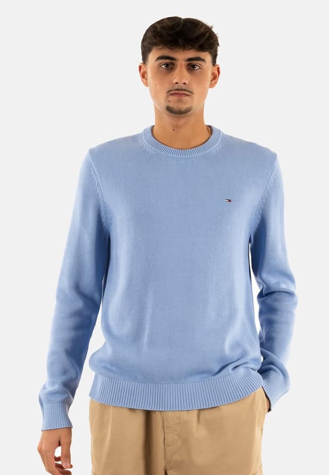 Detalle de Tommy Jeans Uomo Pullover Sweater Slim Fit in cotone a girocollo