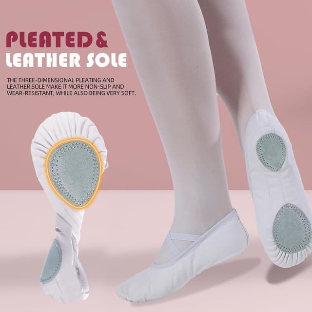 Detalle 2 de Chaussons de ballet en toile Acfoda (douceur, antidérapants) pour filles et femmes, tailles EU 22 à 44