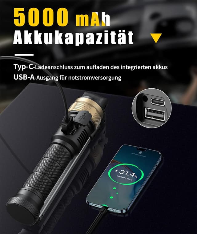 Detalle de HOTLIGH Werkstattlampe Arbeitsleuchte 5000 mAh 🔦