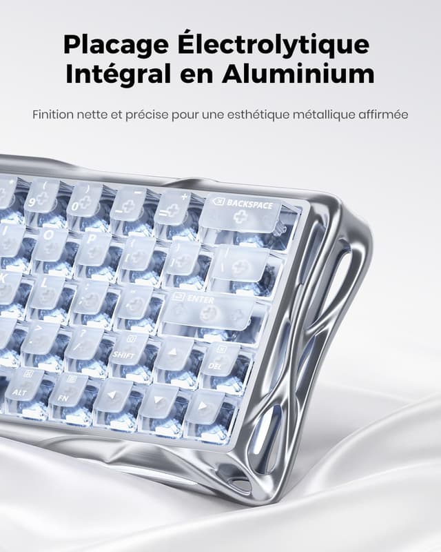 Detalle de GravaStar Mercury V60 Pro clavier gaming 60% : switchs magnétiques à effet Hall, Rapid Trigger et RGB