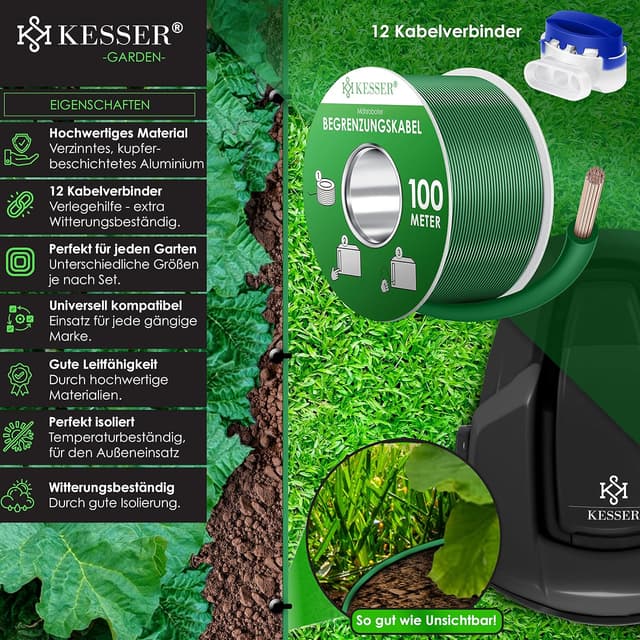 Thumbnail 1 de KESSER® Cable de limitación 100 m con estacas y conectores 🤖