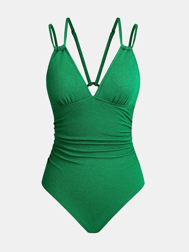 Detalle 2 de CUPSHE costume da bagno intero donna con scollo a V, controllo pancia e doppie cinghie regolabili