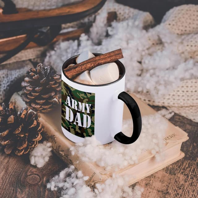 Detalle de 3dRose Army Dad Green Camouflage Two-Tone Black 11oz Mug