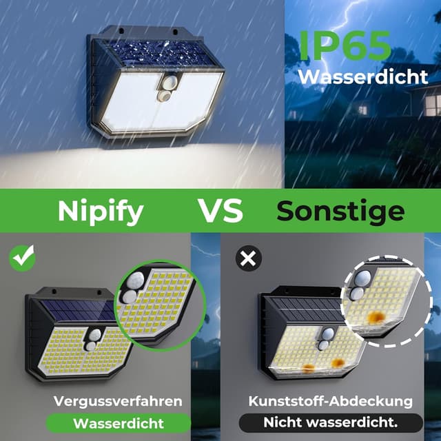 Detalle 2 de nipify Solarlampen für Außen mit Bewegungsmelder 4er Set
