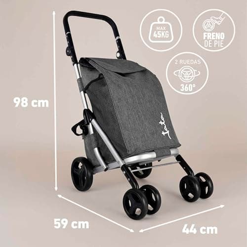 Detalle de Jata HCAR2502 carro de la compra plegable de 4 ruedas con bolsa térmica (40 L)