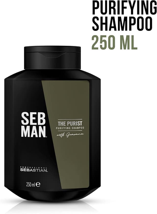 Detalle 2 de Seb Man The Purist Shampoo Antiforfora purificante per cuoio capelluto e capelli grassi, 250 ml