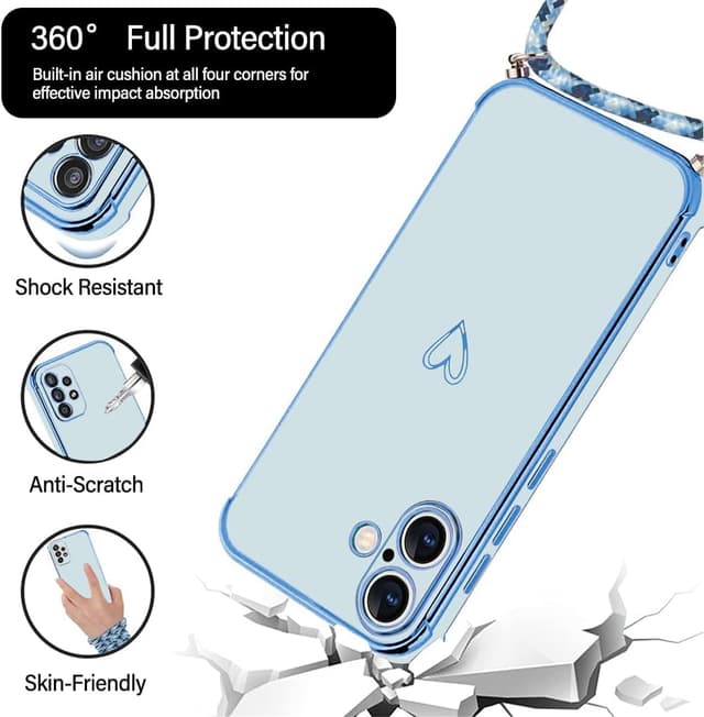 Thumbnail 4 de E-Lush Handyhülle iPhone 16 Plus mit Band Blau