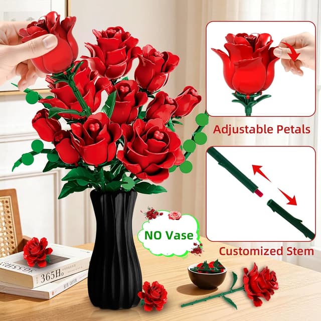 Thumbnail 3 de kiothdre Red Rose Building Set 443PCS