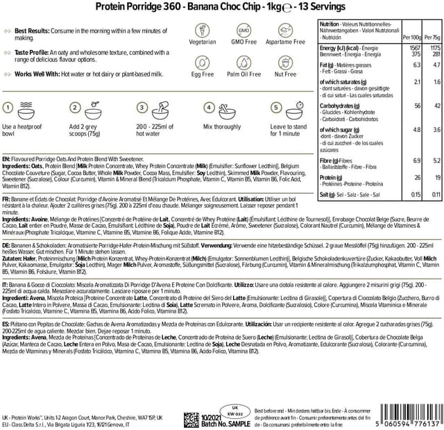 Thumbnail 5 de THE PROTEIN WORKS Gachas de Avena Proteica 360 🍌 Con Chocolate