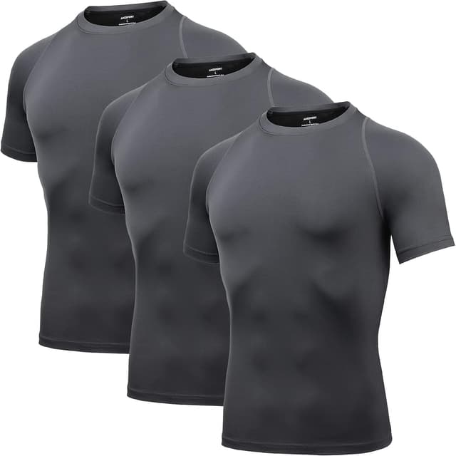 Detalle de AMZSPORT Maglietta a compressione da uomo a maniche corte Cool Dry per allenamento e corsa