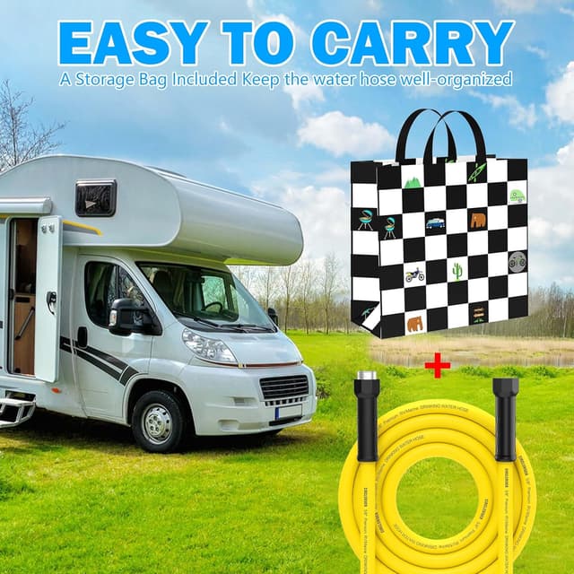 Detalle 2 de CircleRiver RV Drinking Water Hose 100FT (5/8 in) with Storage Bag — Anti-Kink, Leak-Free, BPA Free