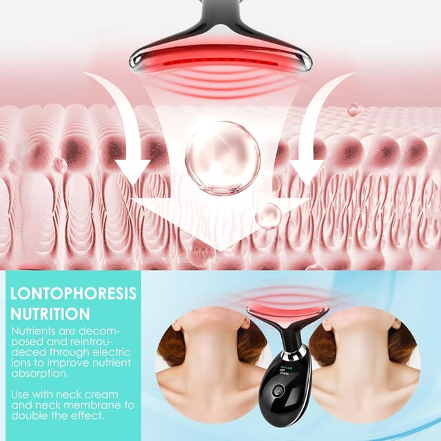 Detalle de Eshomey Gesichtsmassagegerät gegen Falten mit 3 Modi und 45℃ V-Shape EMS, Schwarz