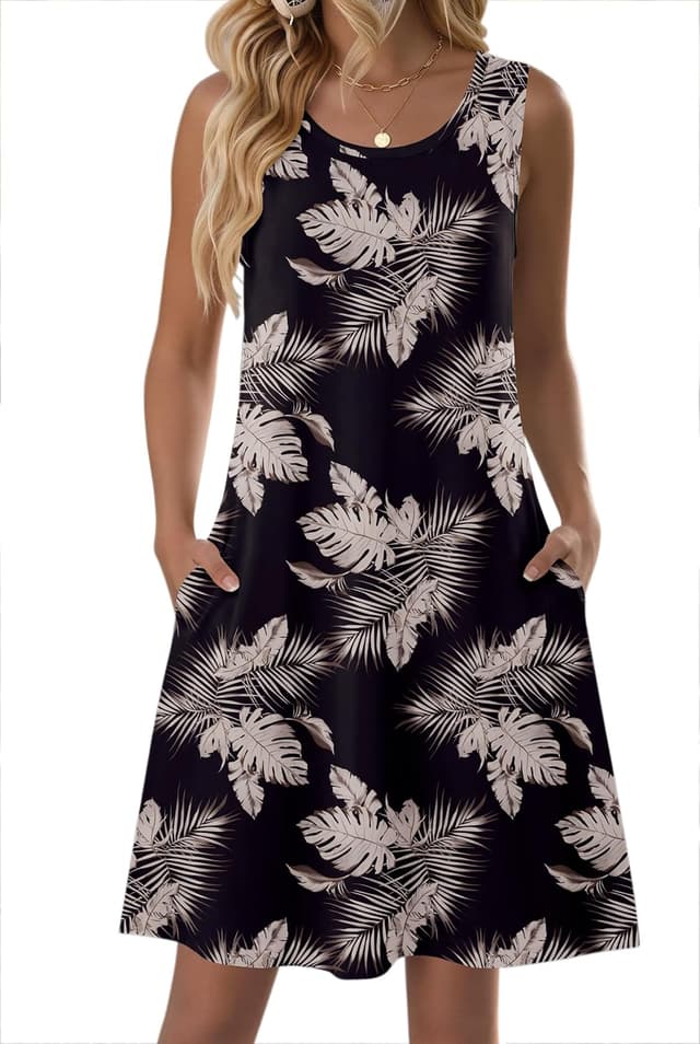 Detalle 2 de Zeagoo 2026 Sleeveless Floral T-Shirt Sundress with Pockets