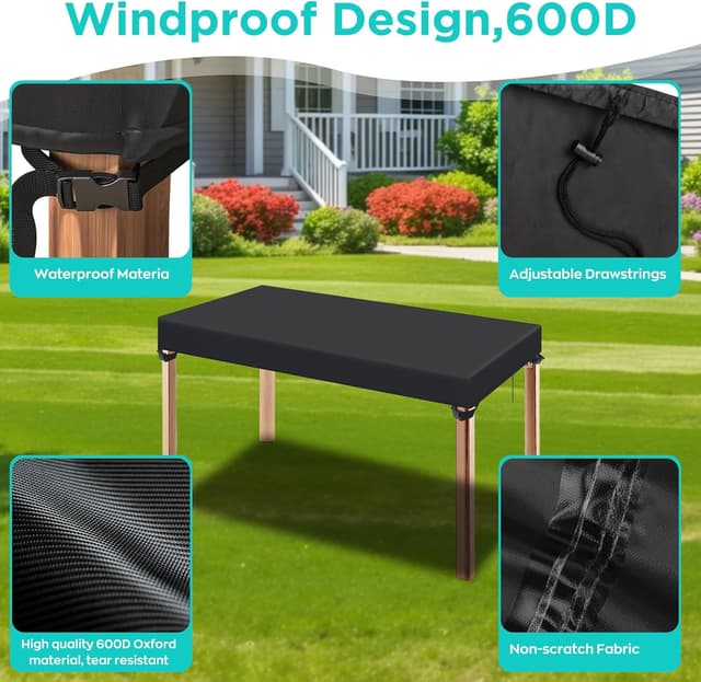 Thumbnail 4 de Housse table extérieure 180x120x15cm LCGOD